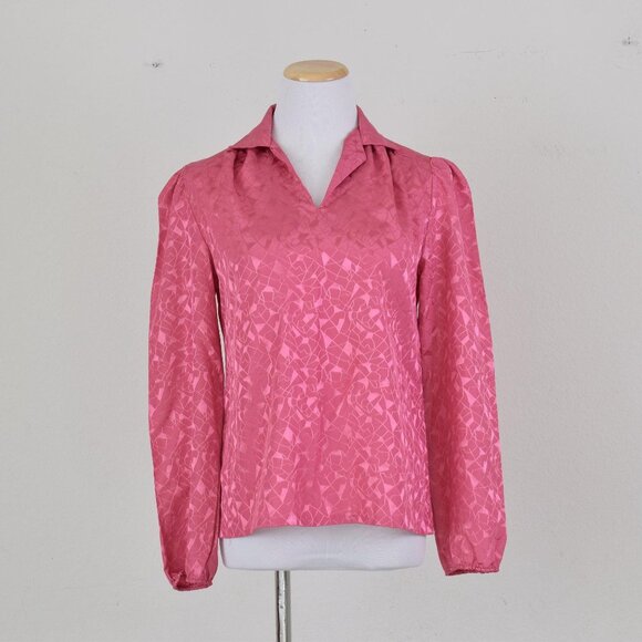 Vintage 80s Pink Polyester Blouse | size‎ S - Picture 10 of 10